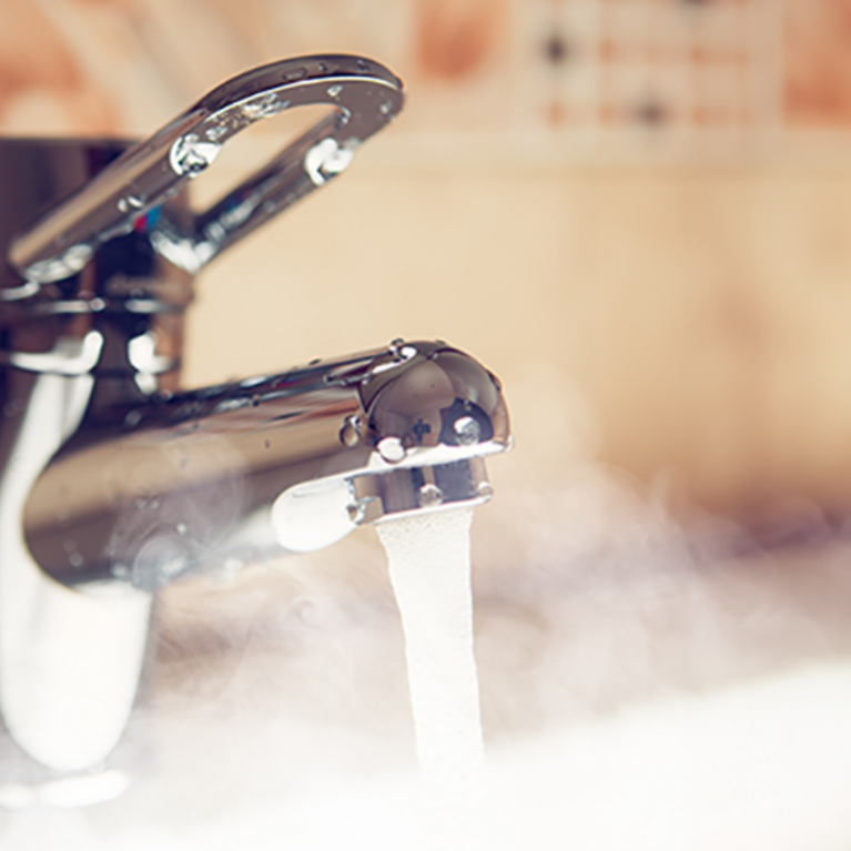 Facuet with steam