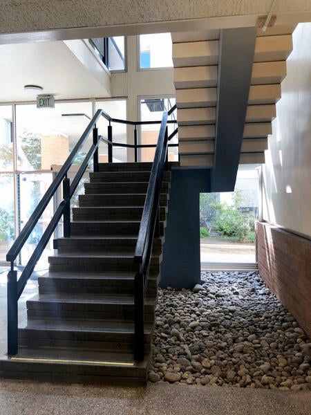 Sproul Hall Stairwell has been repainted by Facilities Services 